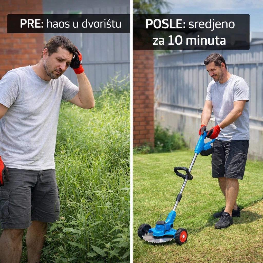 Bežični 3 u 1 trimer na točkićima sa 2 aku baterije